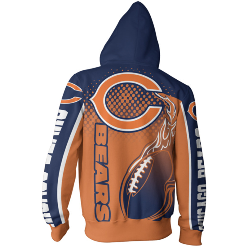 Support Your Team With This Chicago Bears All Over Print 3D Zip Hoodie - Cute Flame Balls Graphic Gifts For Fans