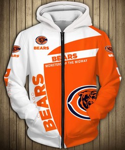 Support Your Team With This Chicago Bears All Over Print 3D Zip Hoodie Pullover - Perfect Gifts For Fans