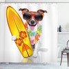Surf Dog Glasses Print Shower Curtain - Beachy Bathroom Decor