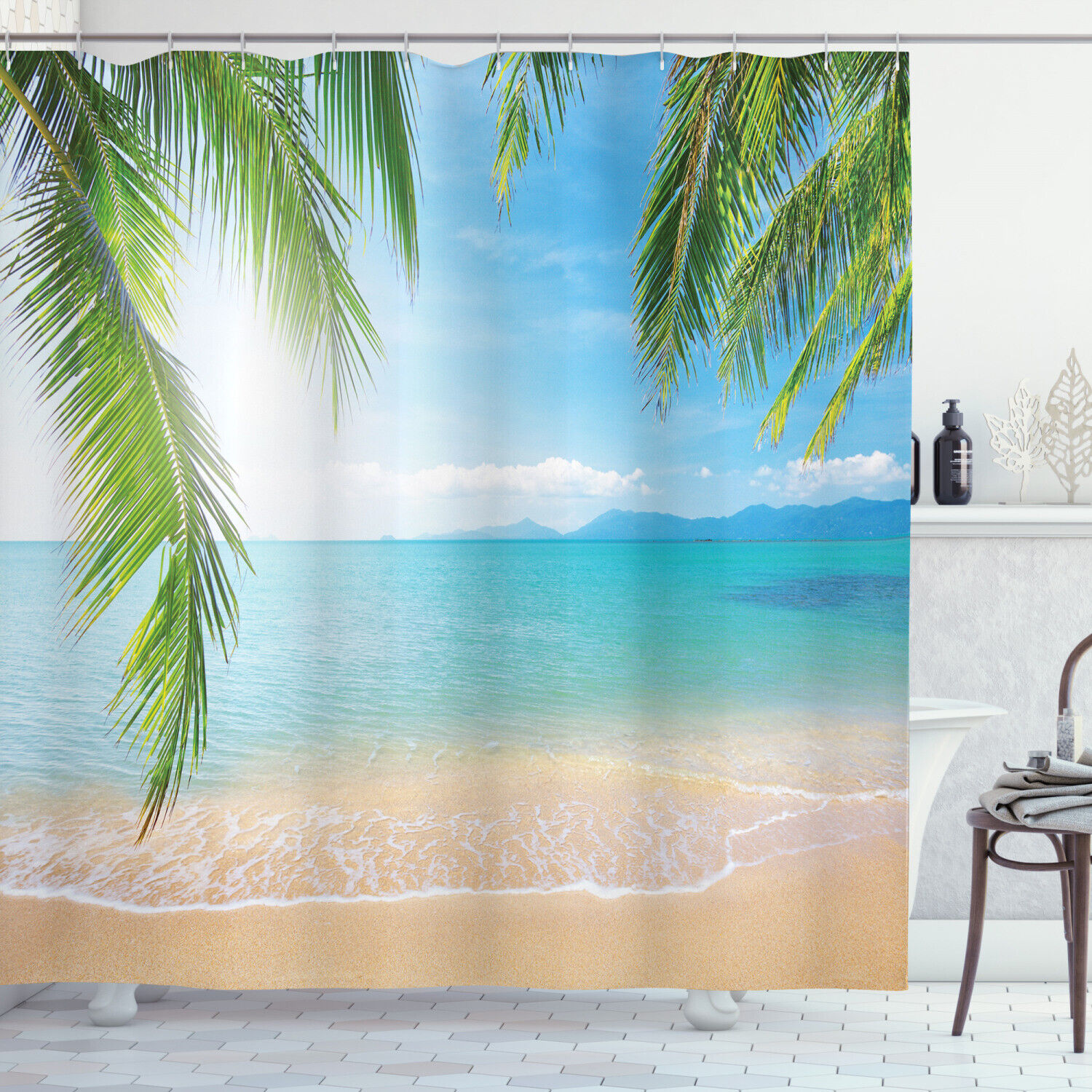 Surf Tourism Thailand Print Shower Curtain for a Hip Bathroom