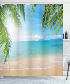 Surf Tourism Thailand Print Shower Curtain for a Hip Bathroom