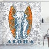 Surfboard And Elephant Print Shower Curtain For A Fun Bathroom