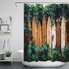 Surfboard and Tropical Plants Shower Curtain for Summer Brown Bathroom 
