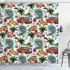 Surfer On Wavy Sea Print Hawaiian Shower Curtain For Coastal Bath