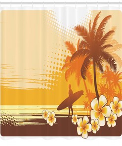 Surfer Tropical Landscape Shower Curtain - Inviting and Beautiful Bathroom Decor with Scenic Print and Waterproof Fabric