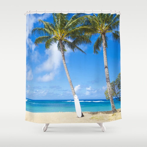 Surfer's Palm Shower Curtain - Beachy Bathroom Decor