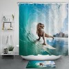 Surfing Dinosaur Frenzy Shower Curtain for Playful Bathroom Decor