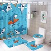 Surfing Shark Love Shower Curtain, Waterproof Bathroom Decor by Vantaso