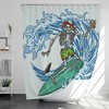 Surfing Skull Shower Curtain - Waterproof and Durable Fabric with Unique and Quirky Design Housewarming Gift