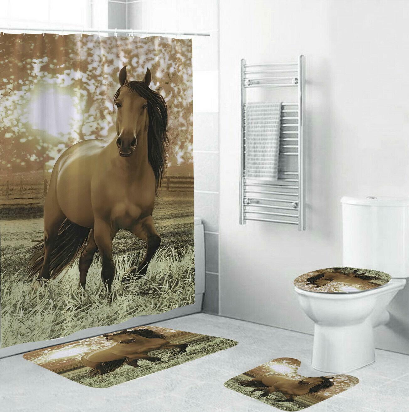 Surging Deep War Horse Shower Curtain, Ocean Themed Bathroom Decor