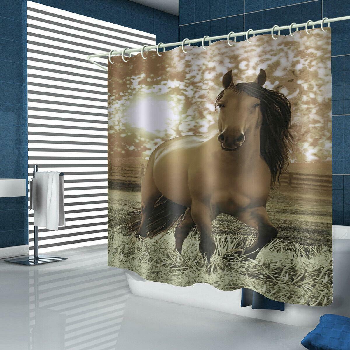 Surging Deep War Horse Shower Curtain, Ocean Themed Bathroom Decor