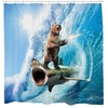 Surreal Bathroom Decor Beach Theme Art: Funny Shark And Bear Nautical Shower Curtain