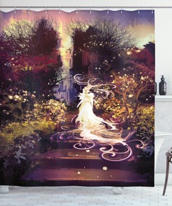 Surreal Elf Garden Shower Curtain - Fantasy Art Bathroom Decor