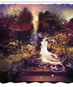 Surreal Elf Garden Shower Curtain - Fantasy Art Bathroom Decor