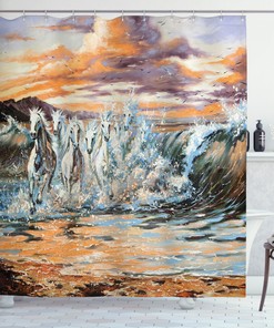 Surreal Horse Painting Effect Animal Bathroom Decor Shower Curtain