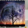 Surreal Planet Bare Tree Moon Sky Nature Fabric Shower Curtain, Ideal For A Zen-Themed Bathroom Decor