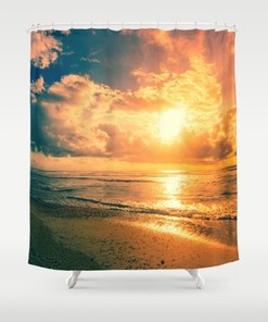 Surreal Sunset Photo Shower Curtain - Waterproof Fabric with Inviting Print and Beautiful Scenery