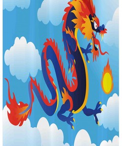 Surreal Tale Folk Art Dragon Stall Shower Curtain For A Whimsical Bathroom