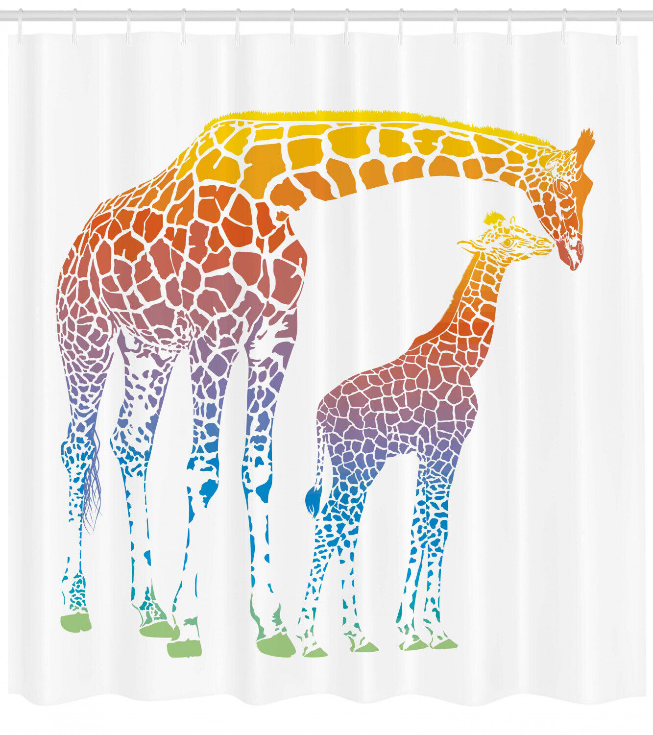 Surrealist Giraffe Shower Curtain With View Print, Unique Bathroom Decor