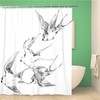 Swallow Pencil Sketch Spring Bird Shower Curtain With Drawing Design