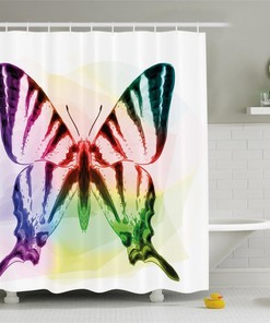 Swallowtail Butterfly Pattern Shower Curtain for Bathroom Decor