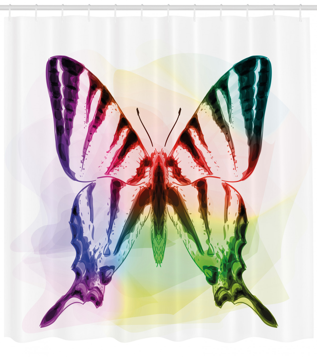 Swallowtail Butterfly Pattern Shower Curtain for Bathroom Decor