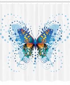Swallowtail Butterfly Pattern Shower Curtain for Bathroom Decor