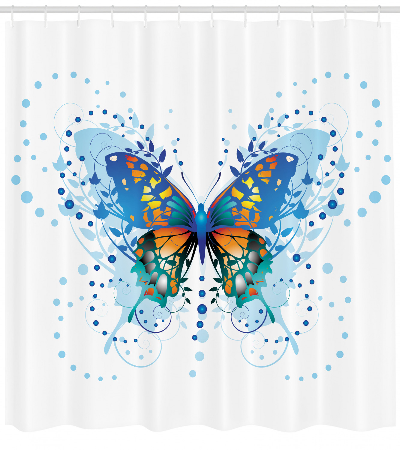 Swallowtail Butterfly Pattern Shower Curtain for Bathroom Decor
