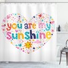 Sweet Cartoon Shower Curtain For Kids With Heart Shaped Print For Bathroom Decor