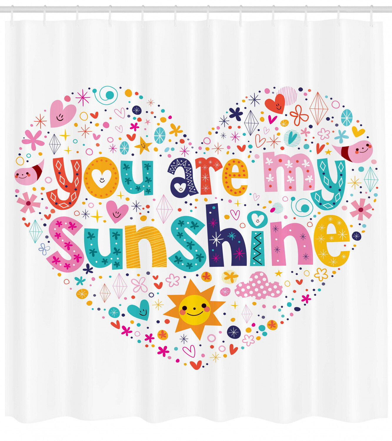 Sweet Cartoon Shower Curtain For Kids With Heart Shaped Print For Bathroom Decor - Image 2