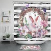 Sweet Easter Bunny Shower Curtain with Flowers and Butterflies for a Fun and Festive Bathroom