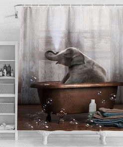 Sweet Elephant Shower Curtain For Animal Lovers' Bathrooms