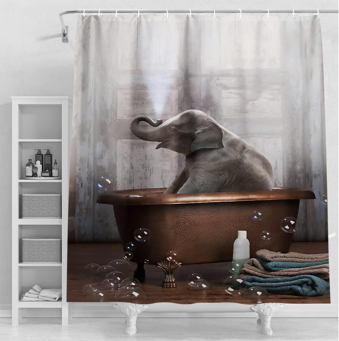 Sweet Elephant Shower Curtain For Animal Lovers' Bathrooms