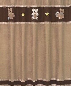 Sweet Jojo Designs Brown Suede Teddy Bear Kids Bath Fabric Shower Curtain
