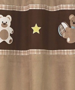 Sweet Jojo Designs Brown Suede Teddy Bear Kids Bath Fabric Shower Curtain