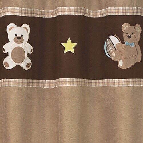 Sweet Jojo Designs Brown Suede Teddy Bear Kids Bath Fabric Shower Curtain