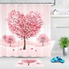 Sweet Pink Heart Shape Trees Valentine's Day Shower Curtain for Bathroom Decor