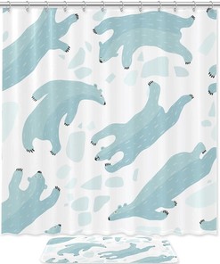 Sweet Polar Bears Bathroom Shower Curtain