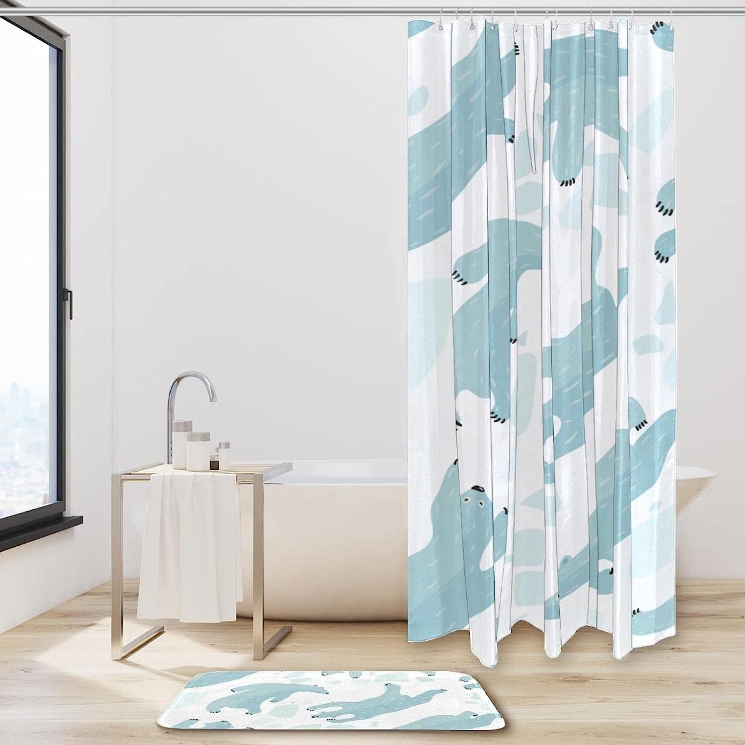 Sweet Polar Bears Bathroom Shower Curtain - Image 2