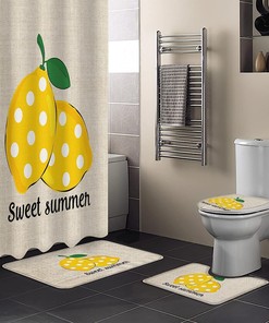 Sweet Polka Dot Lemon Shower Curtain for Kids Bathroom