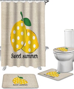 Sweet Polka Dot Lemon Shower Curtain for Kids Bathroom
