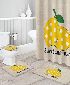 Sweet Polka Dot Lemon Shower Curtain for Kids Bathroom