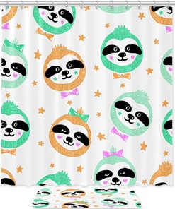 Sweet Sloth Face Shower Curtain For Cute Bathroom Decor
