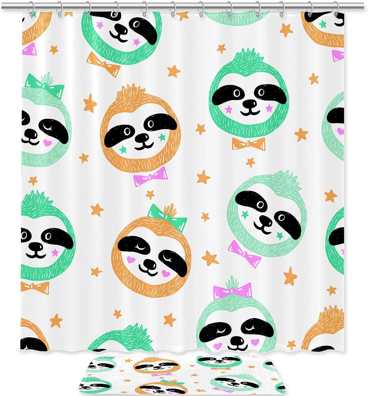 Sweet Sloth Face Shower Curtain For Cute Bathroom Decor