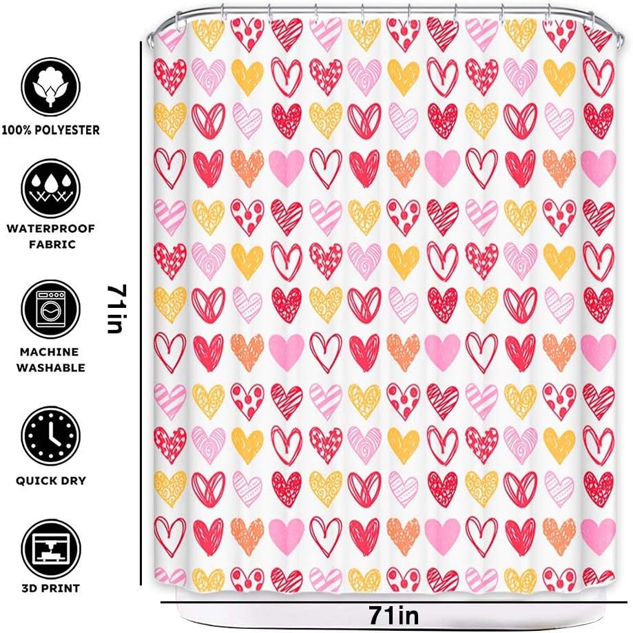 Sweetheart Valentine's Day Shower Curtain and Fabric Bath Curtains Bathroom Decor