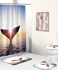 Swimming Dolphins in Ocean Waterproof Shower Curtain for Bathroom