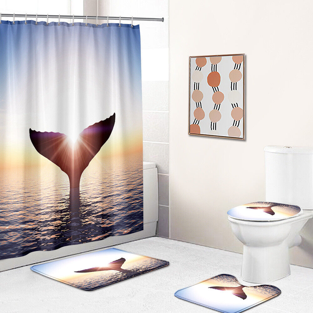 Swimming Dolphins in Ocean Waterproof Shower Curtain for Bathroom
