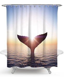 Swimming Dolphins in Ocean Waterproof Shower Curtain for Bathroom