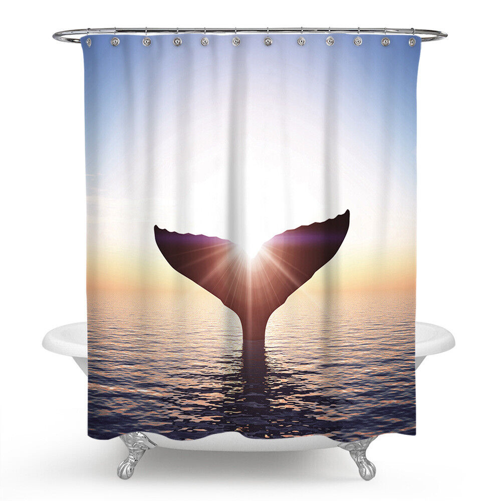 Swimming Dolphins in Ocean Waterproof Shower Curtain for Bathroom