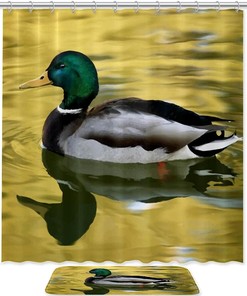 Swimming Duck Print Shower Curtain For Playful Bathroom Decor
